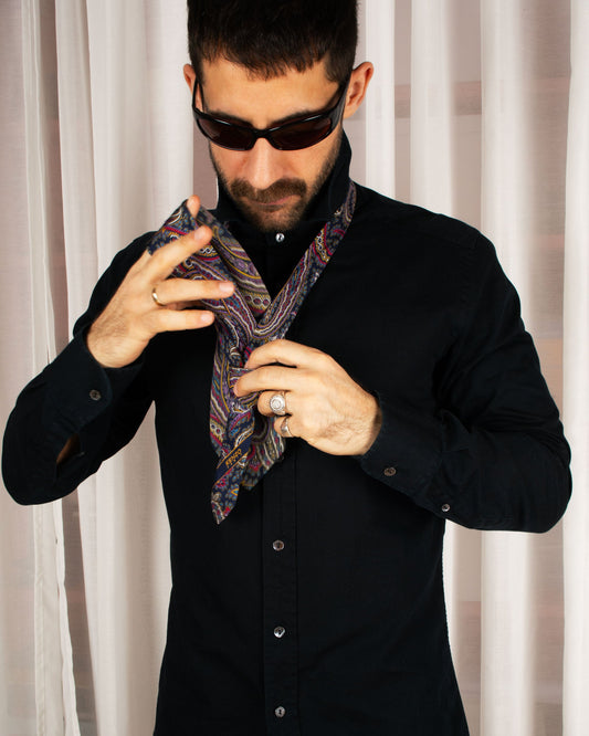 Navy Paisley Silk Necktie