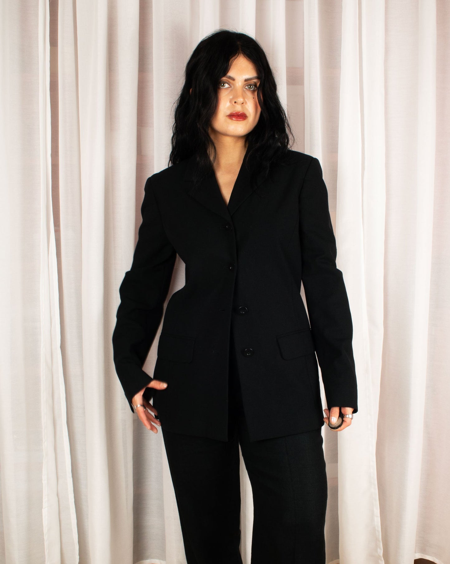 Black Wool Blend Blazer (S)