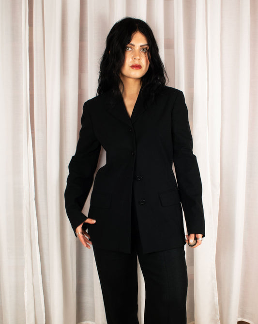 Black Wool Blend Blazer (S)