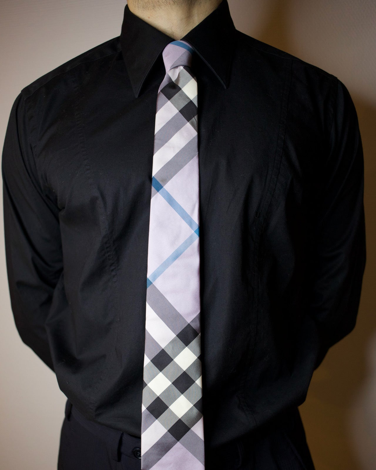 Lavender Check Silk Necktie