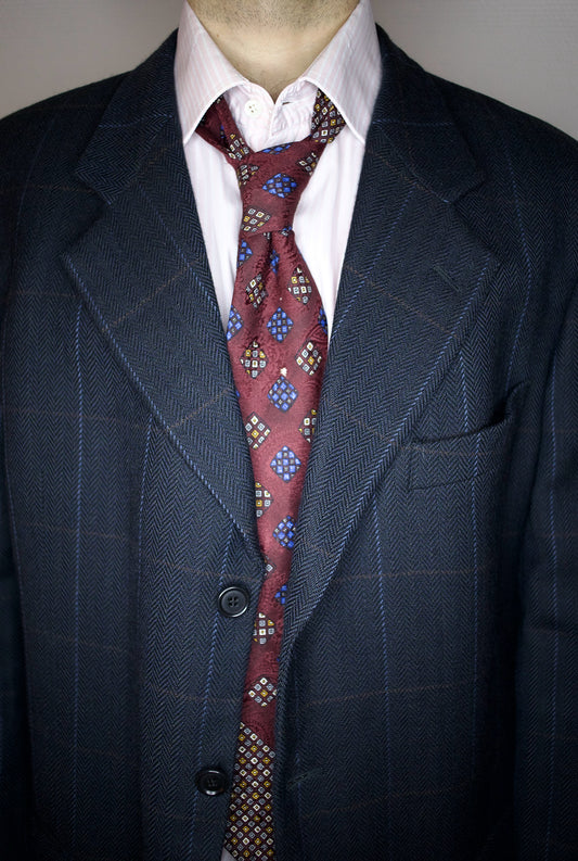 Geometric Print Silk Necktie