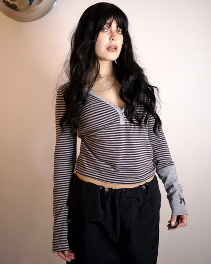 Striped Cotton Long-Sleeve Top (M)