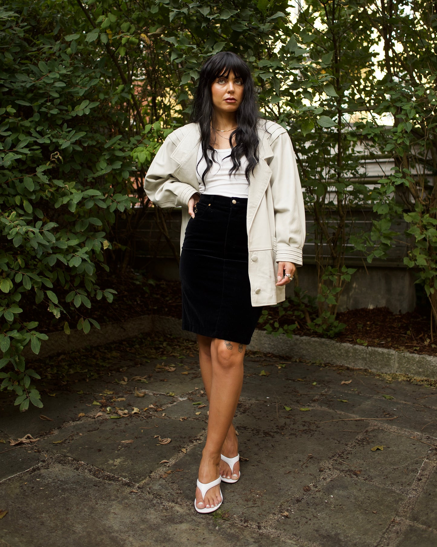 Velour Pencil Skirt with Gold Embroidery (S/M)