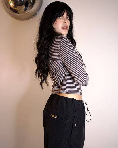 Striped Cotton Long-Sleeve Top (M)