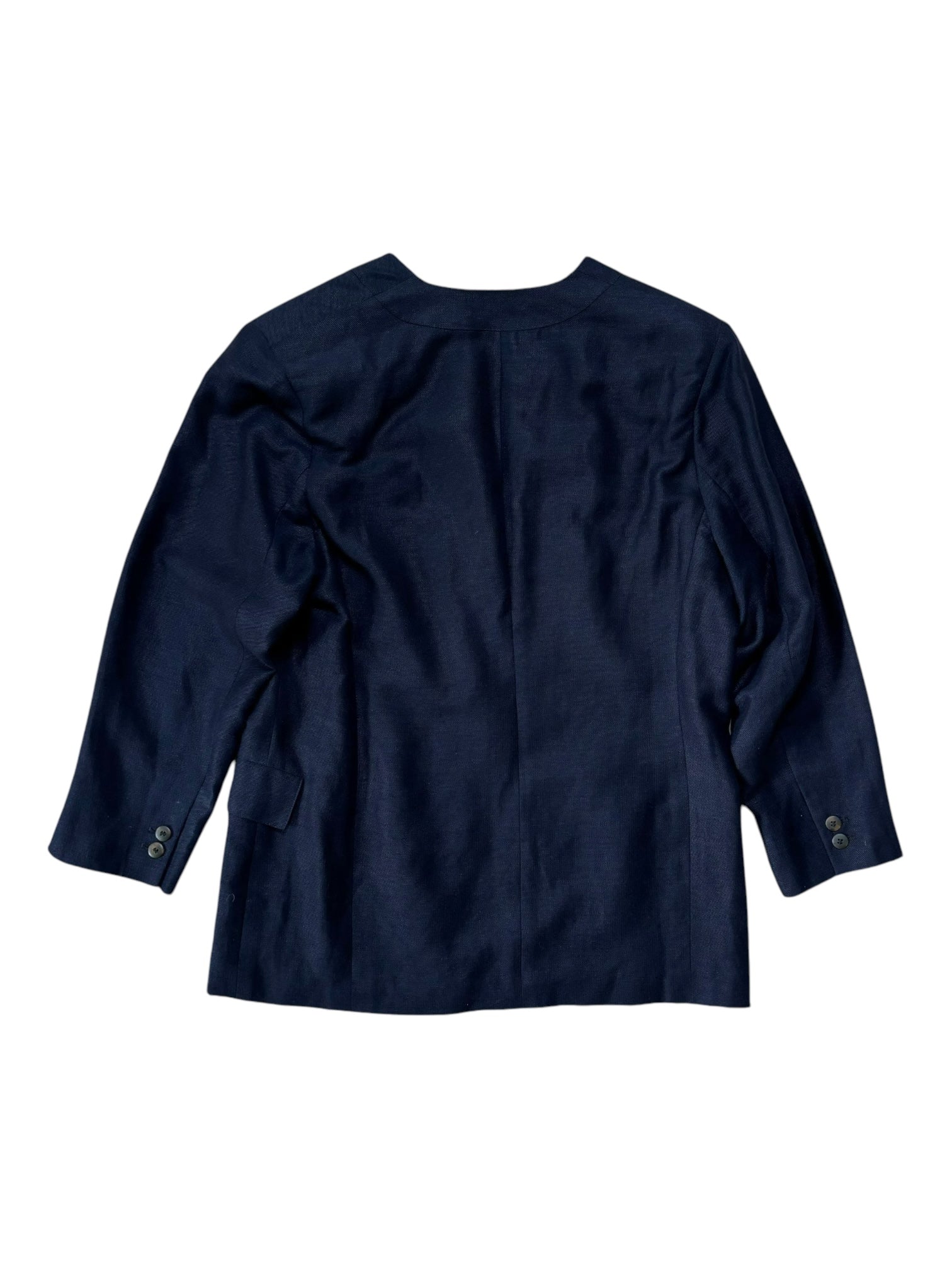 Rear view of navy Missoni Donna collarless blazer