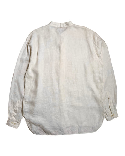 An off-white, textured linen CP Company long-sleeve shirt shown from the back, laid flat against a solid white background.