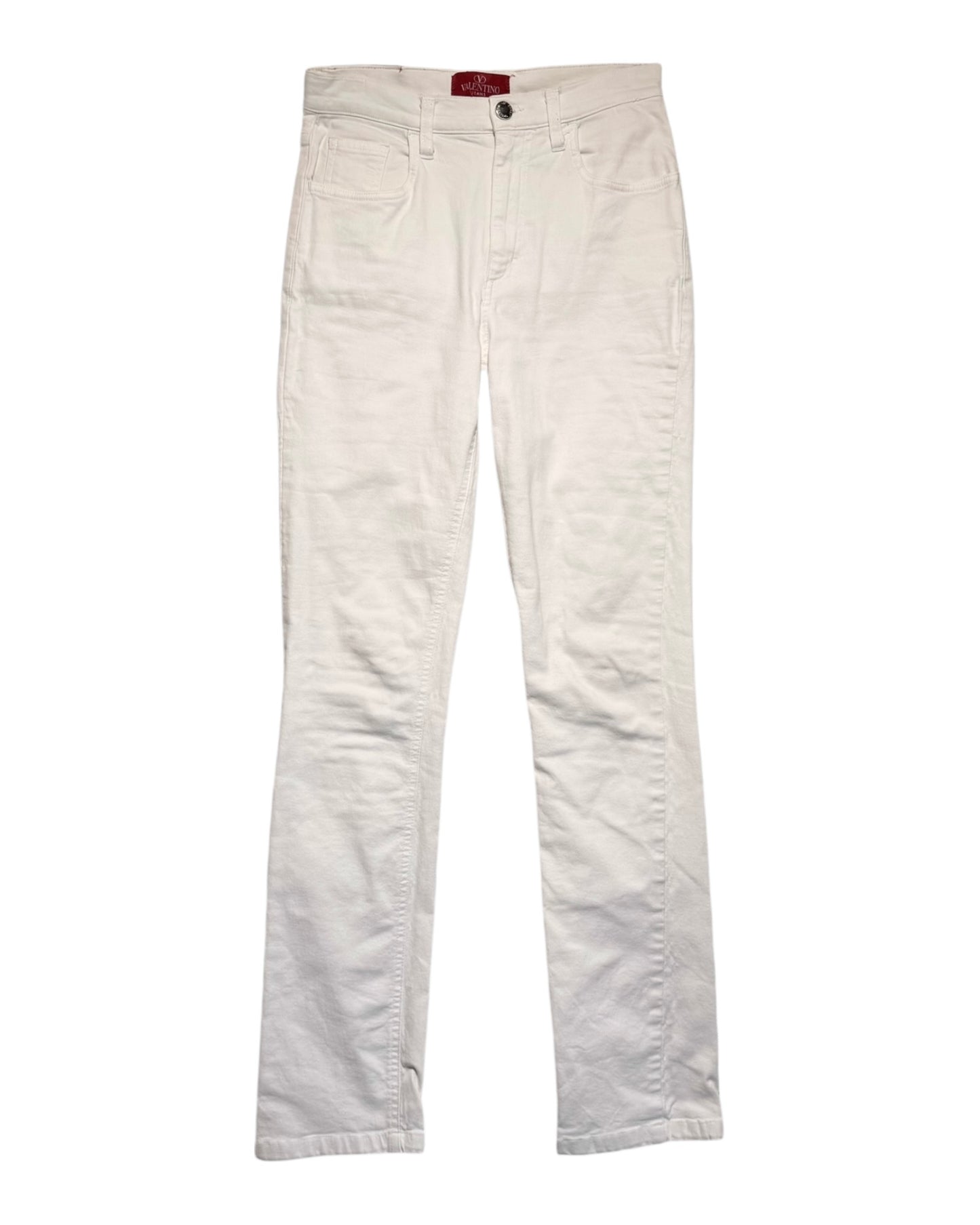 White valentino jeans on a white background