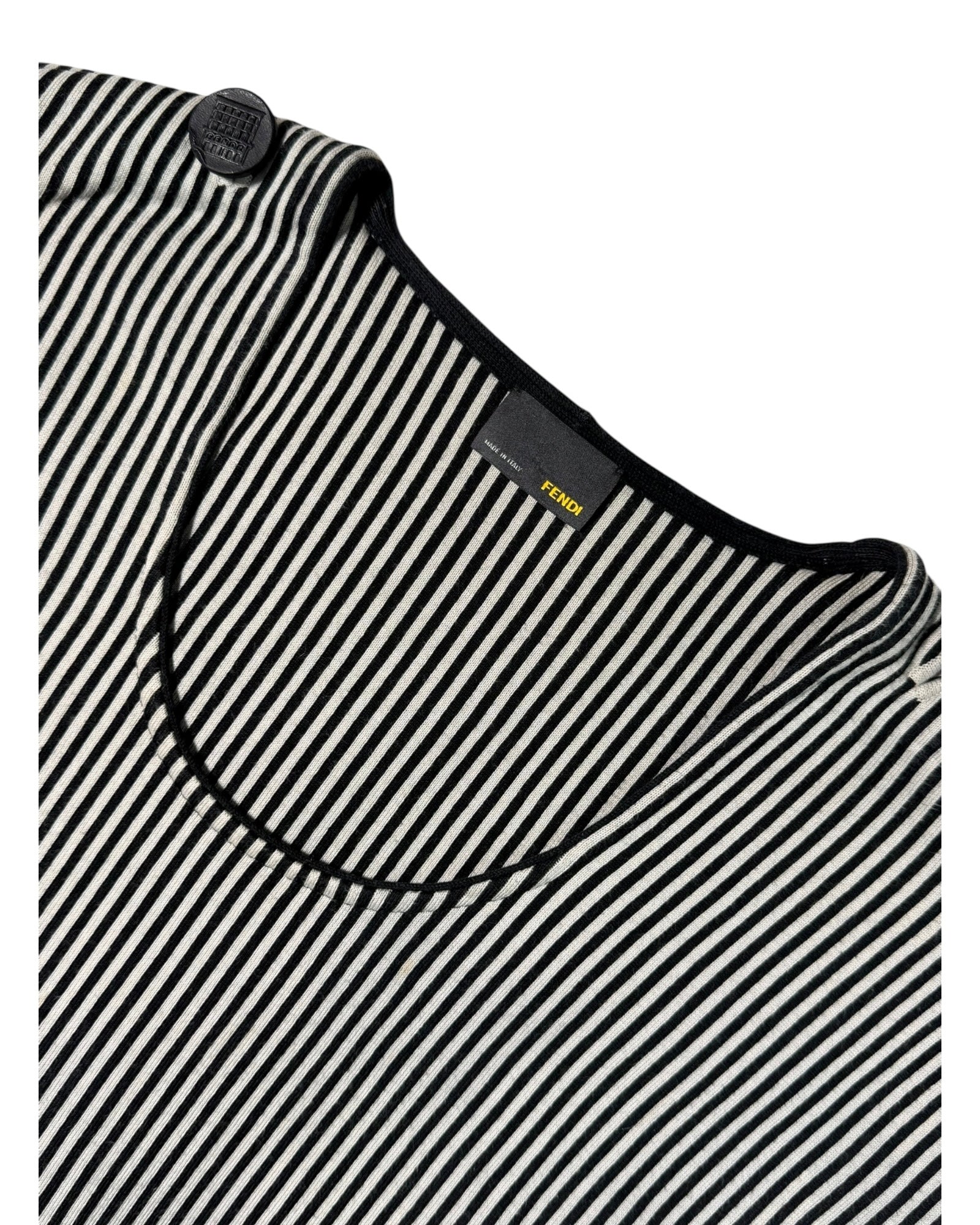 Vintage Fendi shoulder button detail on striped knit top