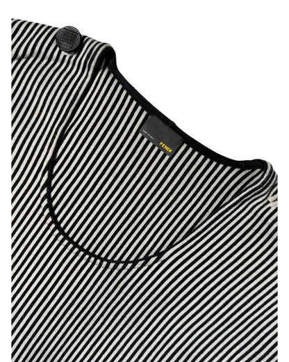 Vintage Fendi shoulder button detail on striped knit top