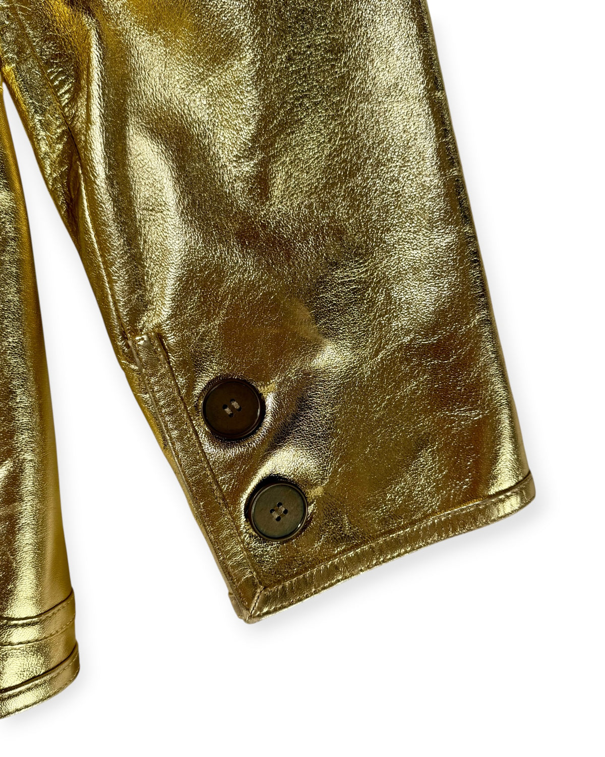 Rive Gauche Gold Metallic Leather Blazer (S)