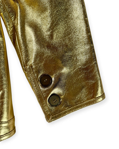 Rive Gauche Gold Metallic Leather Blazer (S)
