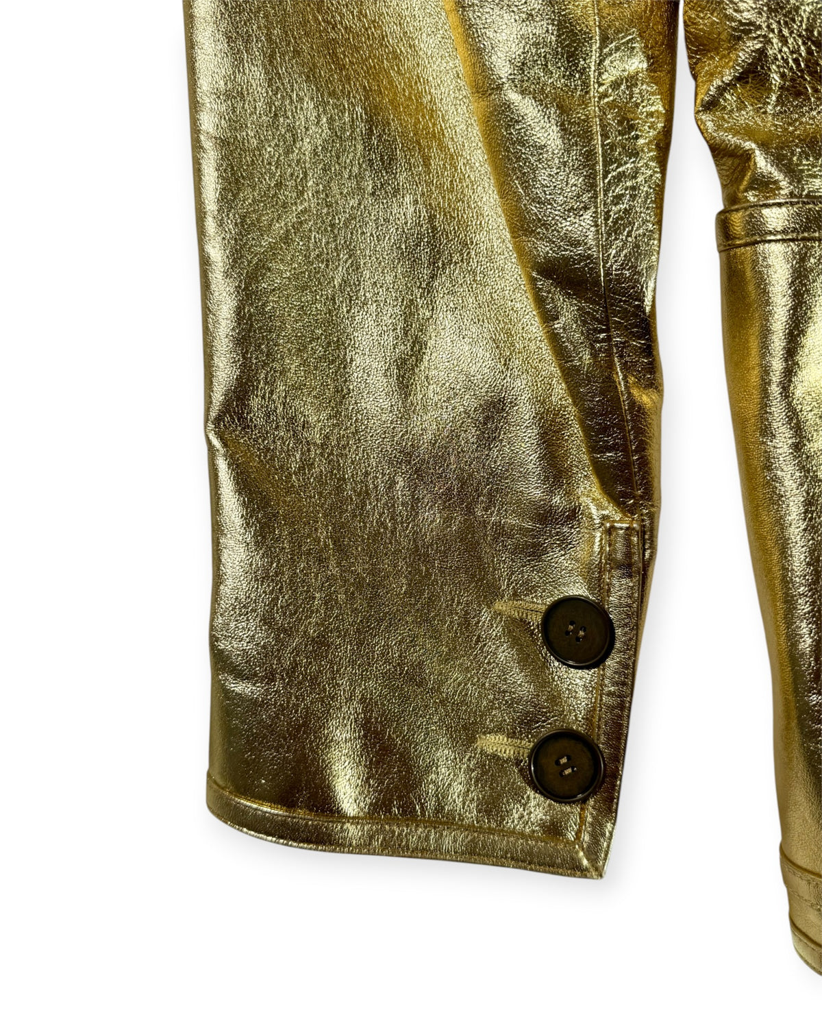 Rive Gauche Gold Metallic Leather Blazer (S)