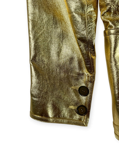 Rive Gauche Gold Metallic Leather Blazer (S)