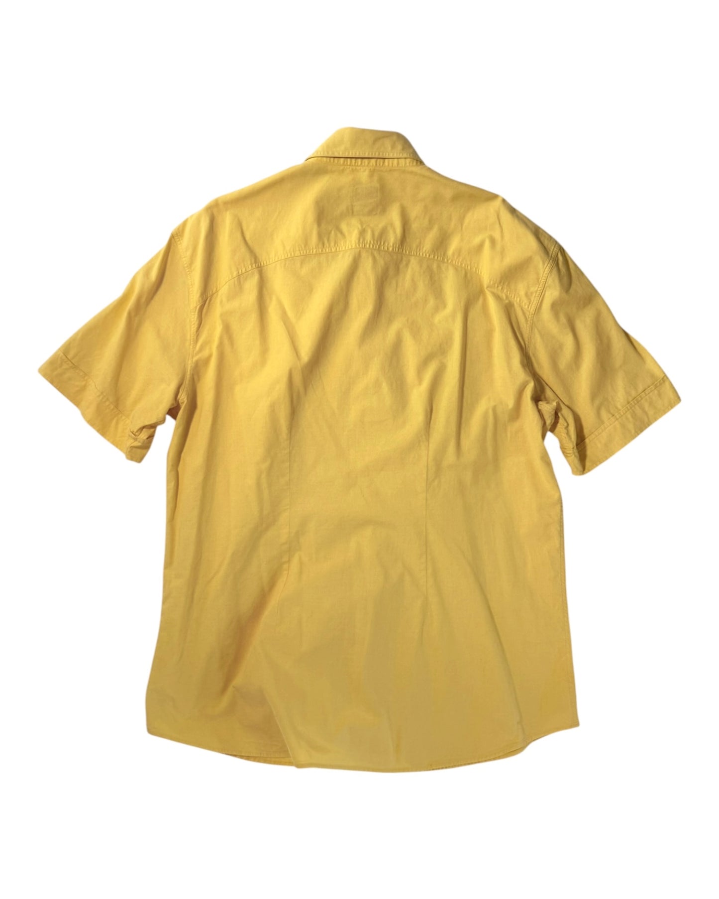 Yellow short-sleeve shirt on a white background