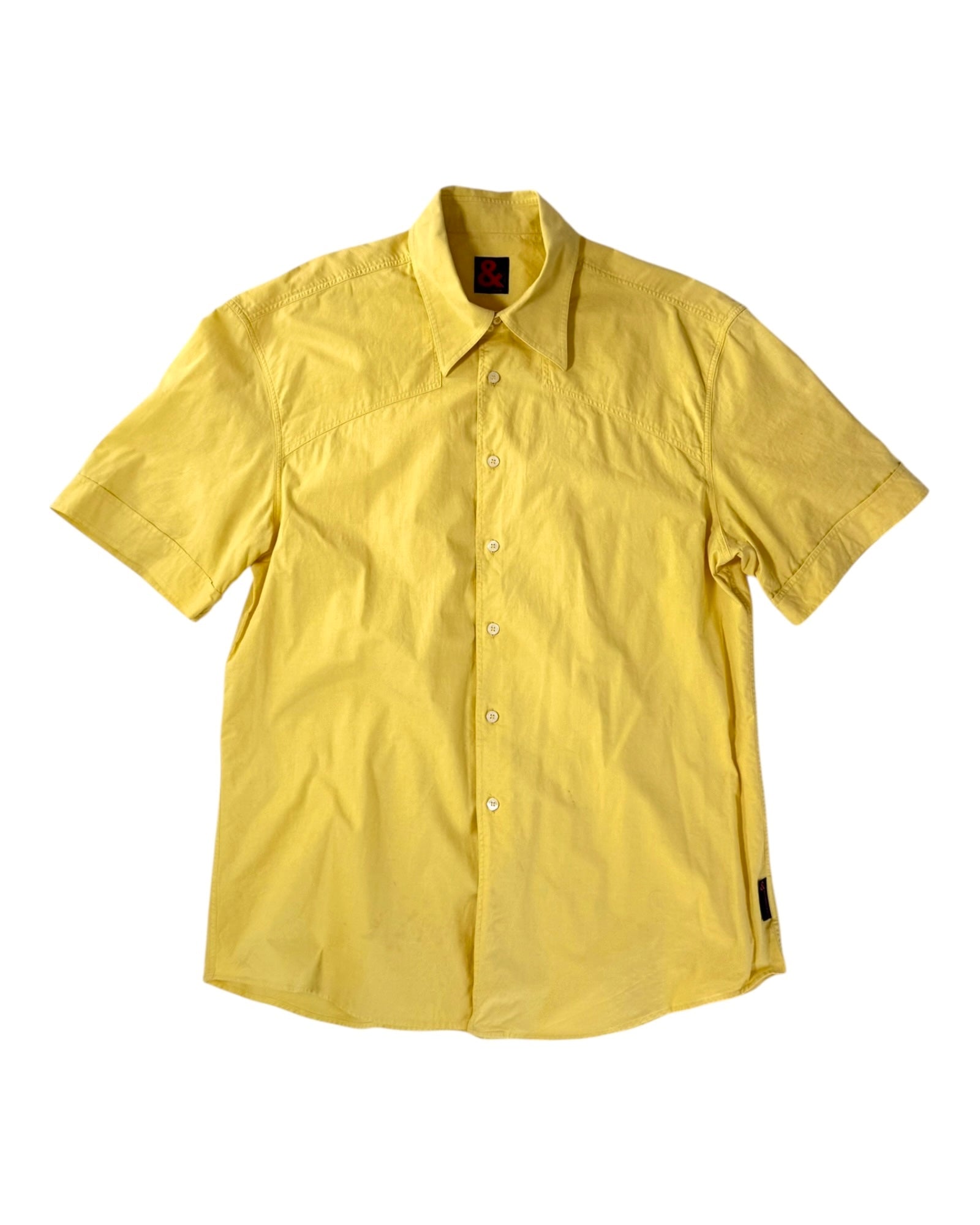 Yellow short-sleeve shirt on a white background