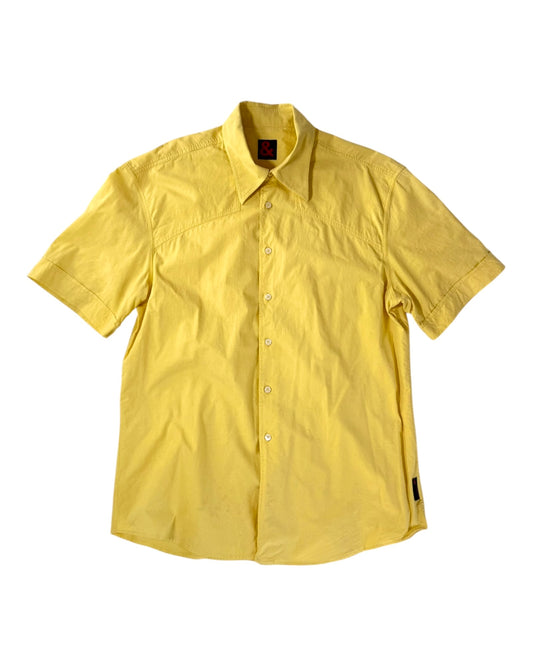Yellow short-sleeve shirt on a white background