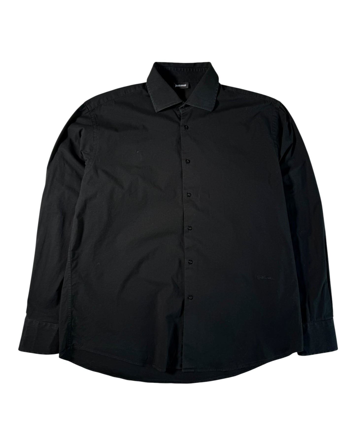 Black Just Cavalli shirt on a white background