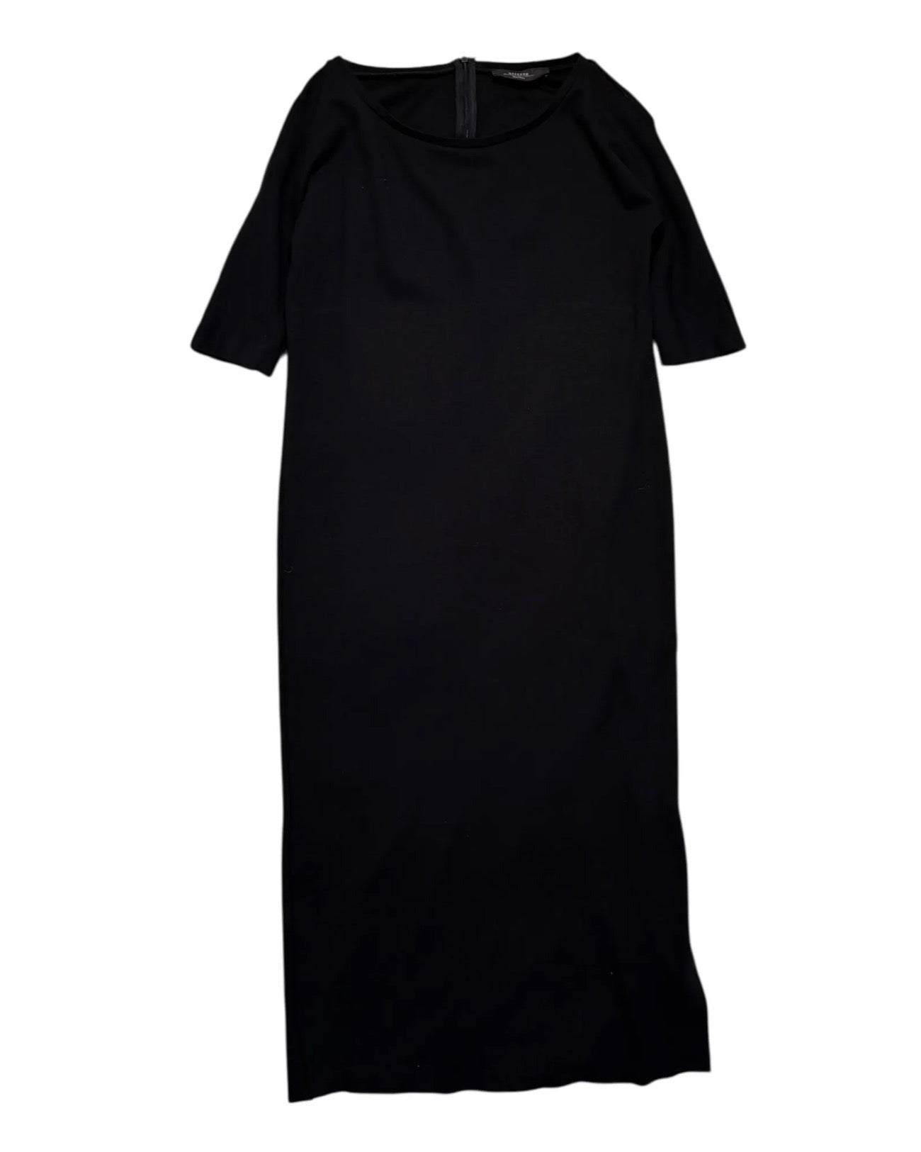 Black Max Mara dress with short sleeves on a white background
