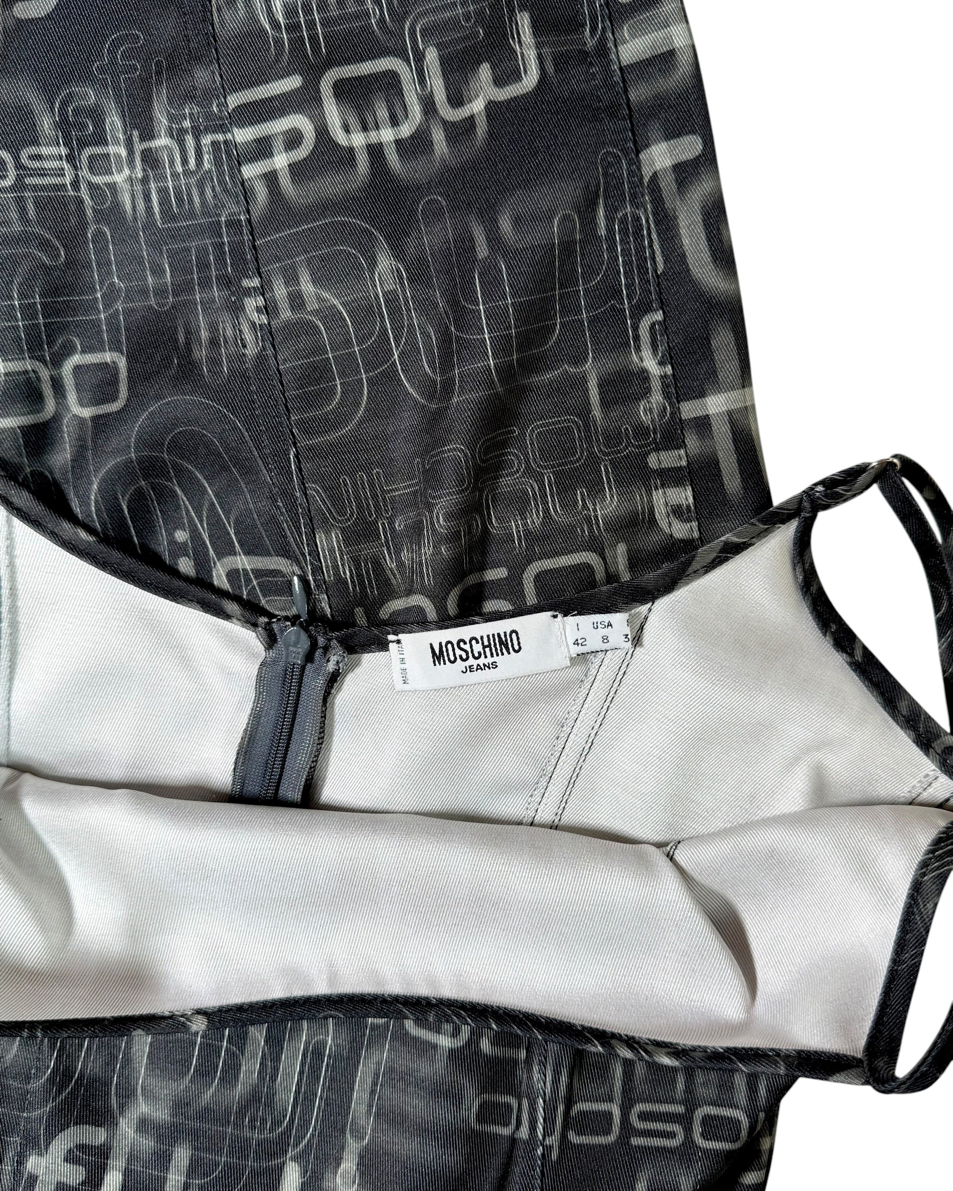 Close-up of a Moschino branded garment with a patterned interior.