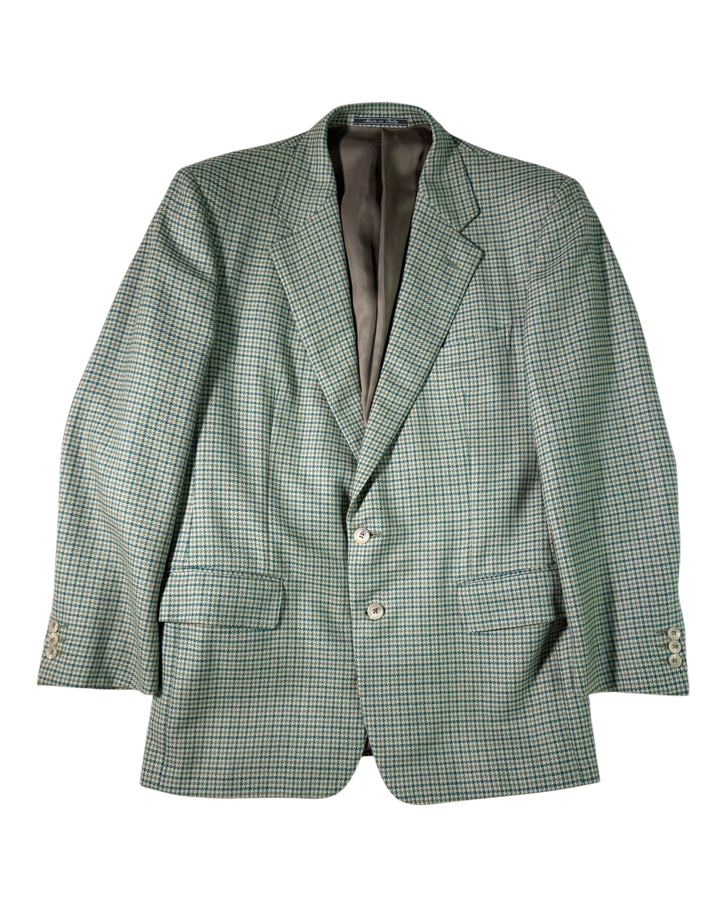 Green checkered blazer on a white background