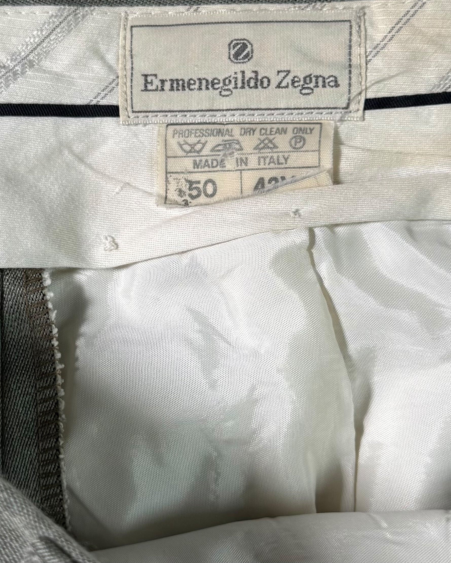Ermenegildo Zegna label on a garment with visible text and logo.
