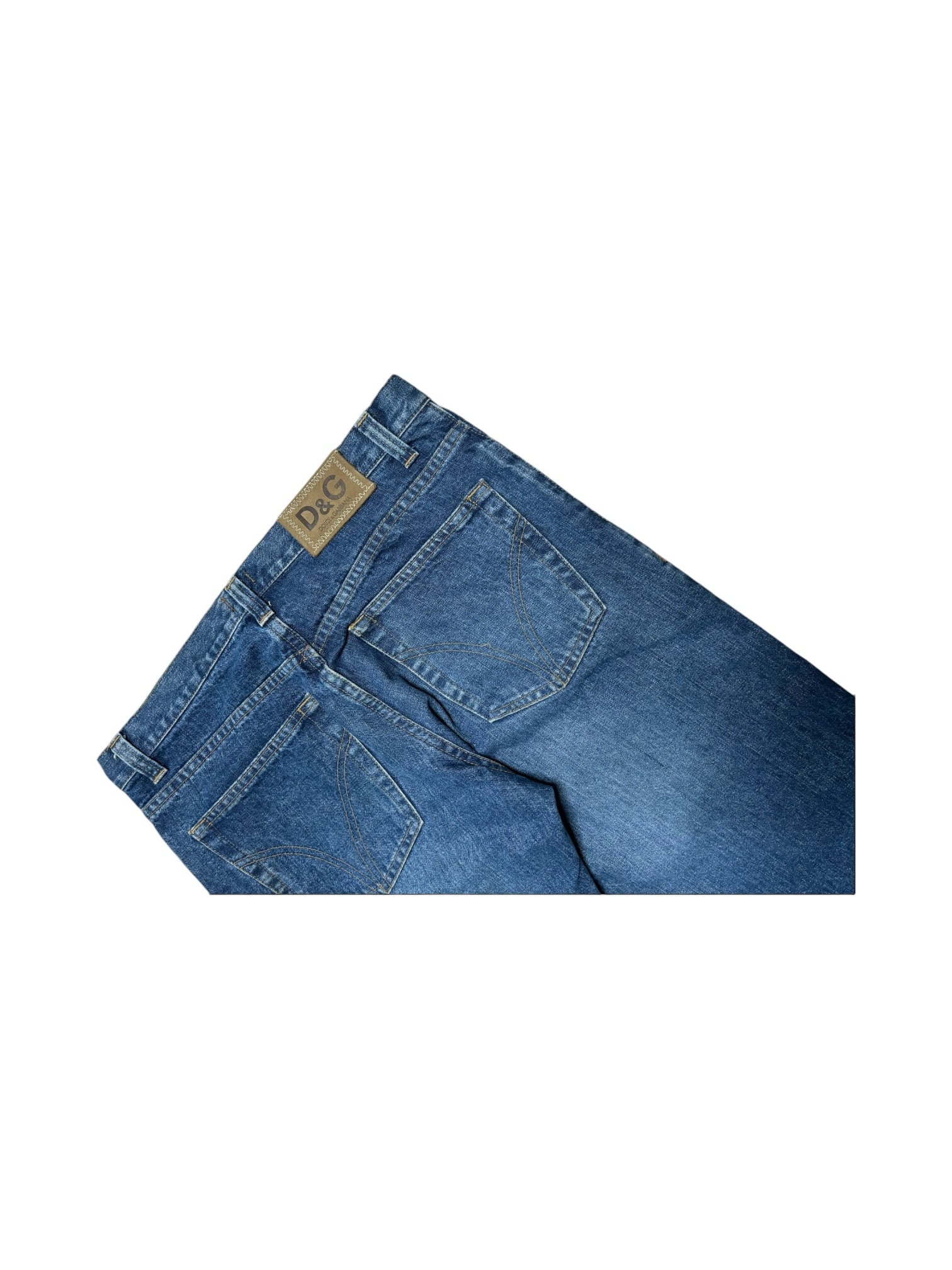 Close-up of Dolce & Gabbana logo patch on back waistband.
