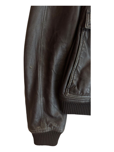 Armani Jeans Y2K Leather Bomber Jacket (L/XL) | Va Bene Vintage