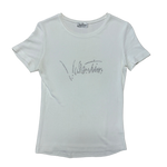 Valentino, White Bedazzled T-Shirt (XL)