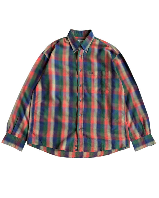 Vintage Missoni Sport plaid button-down shirt in cotton with red, navy, green, and beige pattern