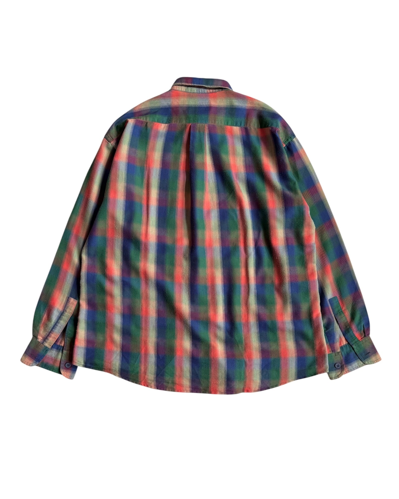 Back of Missoni Sport plaid cotton shirt with relaxed fit and curved hem