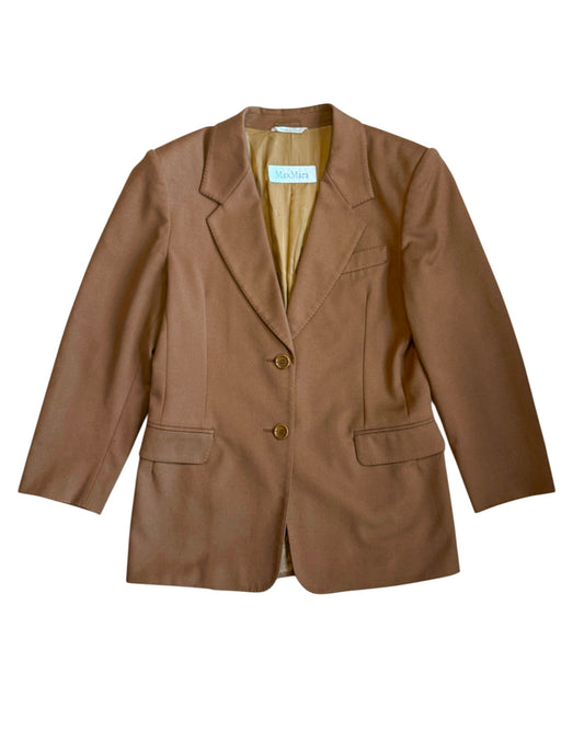 Vintage MaxMara camel cashmere blazer – full front view size S