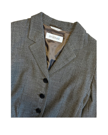 Close-up of Sportmax wool blend jacket with asymmetric button closure