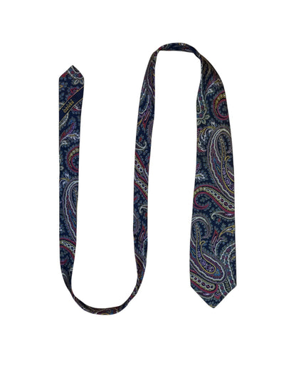 Navy Paisley Silk Necktie