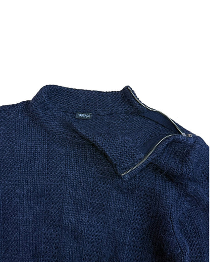 Wool Blend Neck Zip Knit (M)
