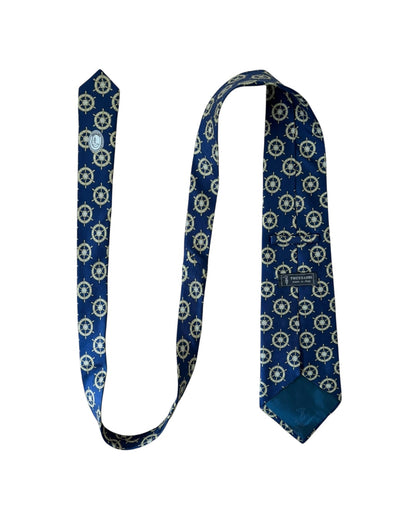 Nautical Wheel Print Silk Necktie