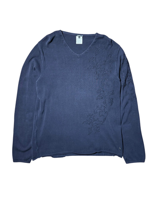 Embroidered V-Neck Knit (L)