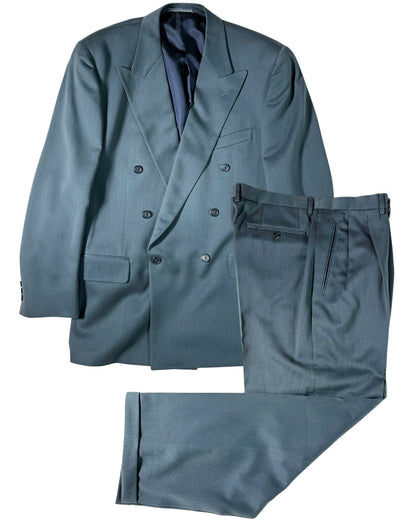 Gray suit jacket and pants on a white background