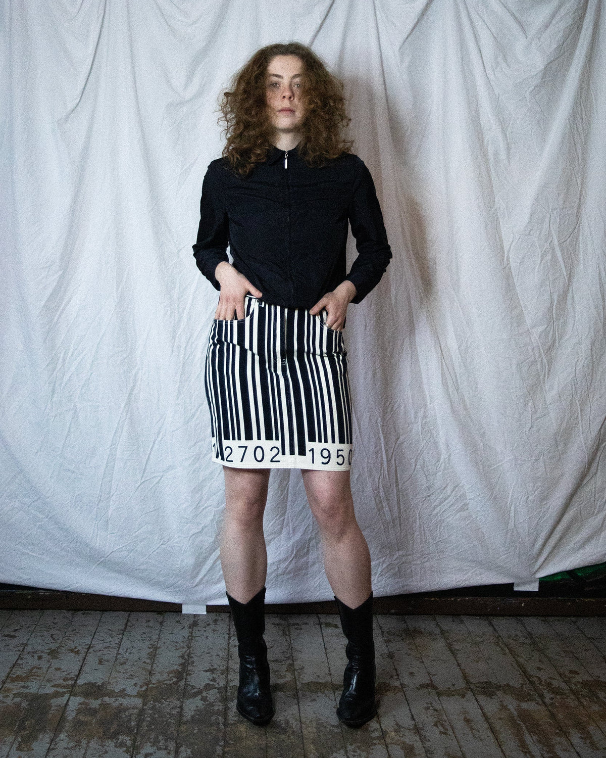 Barcode Denim Skirt (M)
