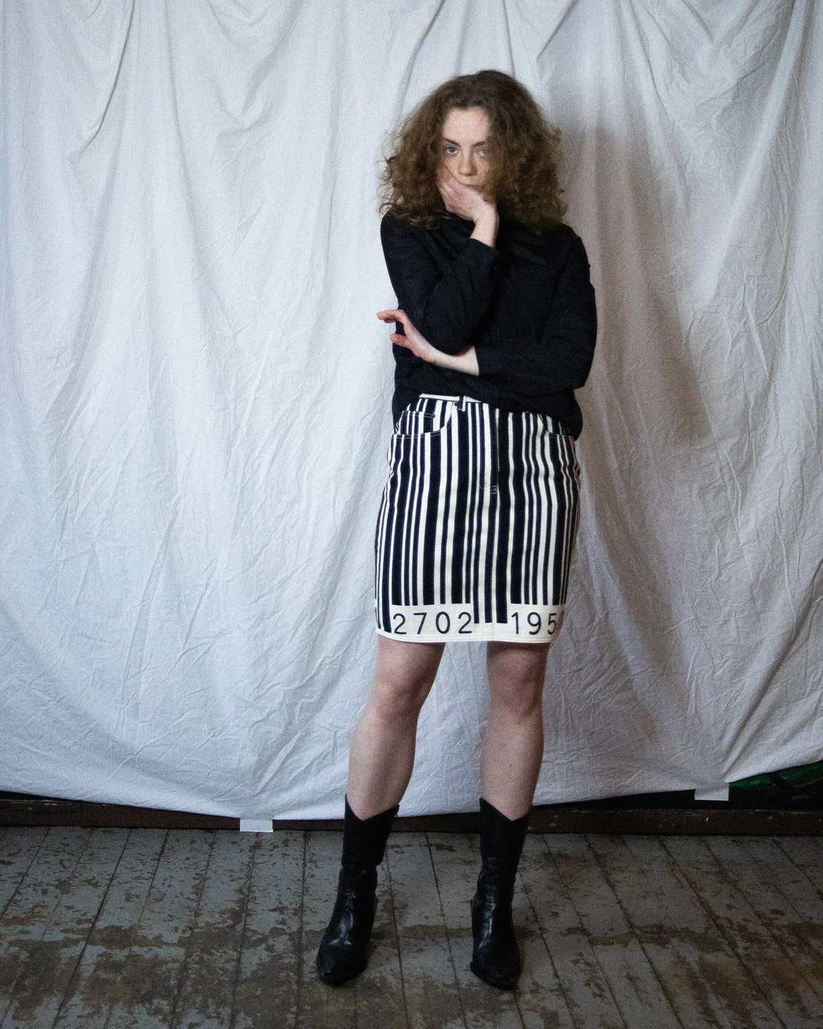 Barcode Denim Skirt (M)