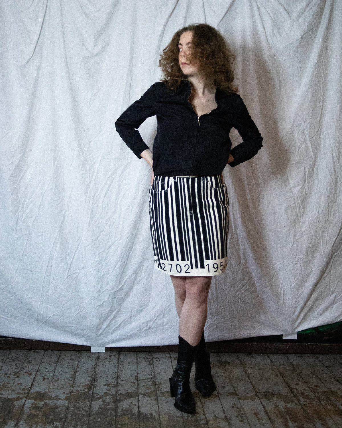 Barcode Denim Skirt (M)